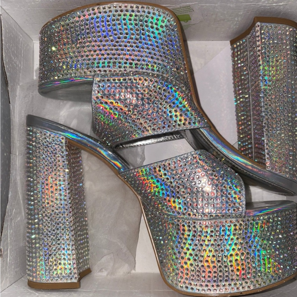 Source Unknown Iridescent Platform Heels - image 1